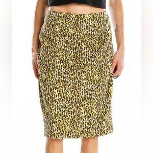 J.CREW Brown Yellow Printed Pencil Skirt size 2